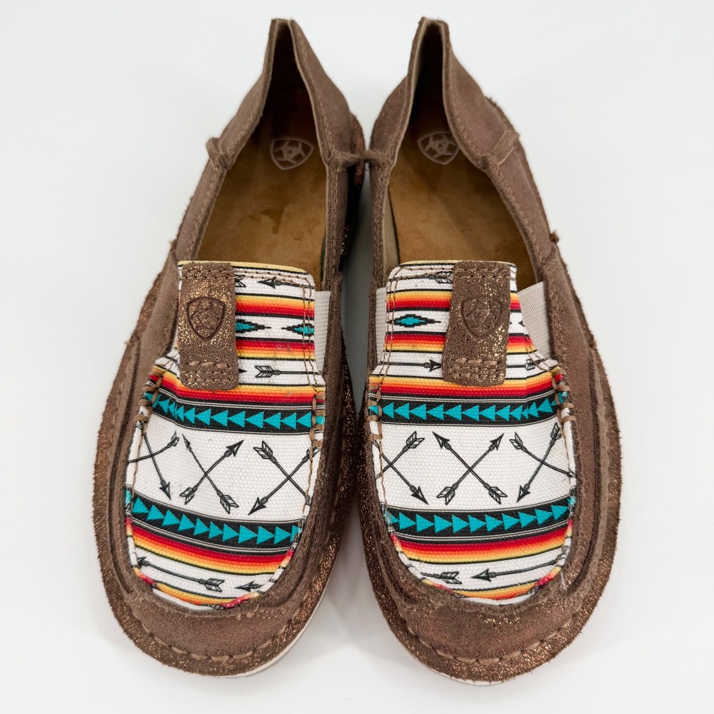 Ariat Women's Cruiser 7.5 B Rose Gold Aztec Arrow Print Slip On Loafers